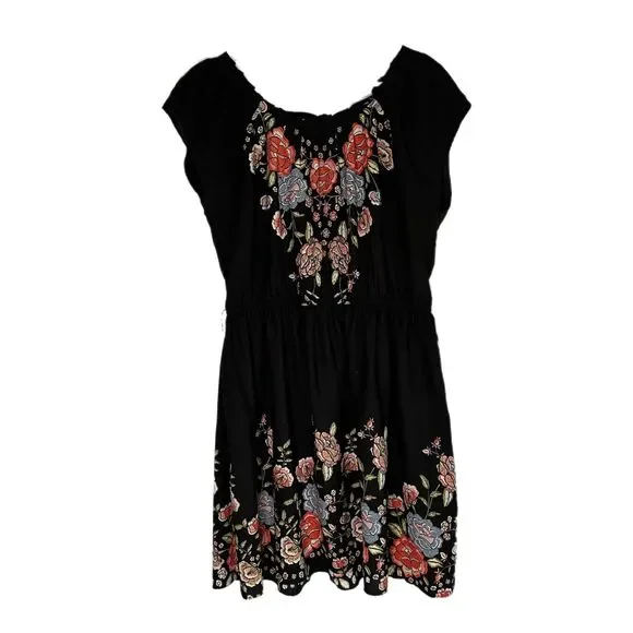 Lauren Conrad Black and Pink Floral Dress, Large - Picture 2 of 5